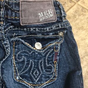 MEK buckle jeans 24 skinny boot cut New Mazatlan